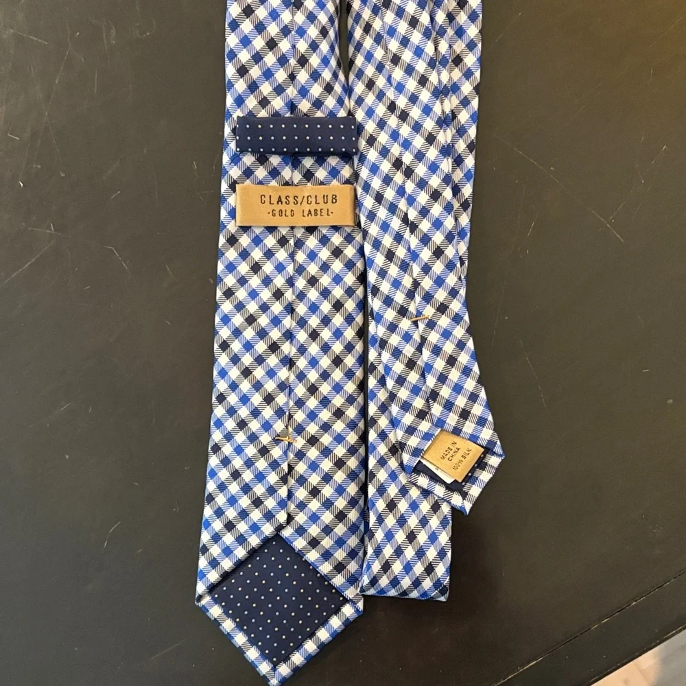 Blue and White Checkered Boy’s silk Tie